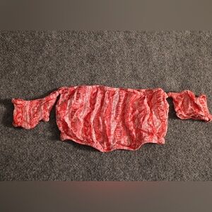 Forever 21 Red Patterned Off-Shoulder Crop Top